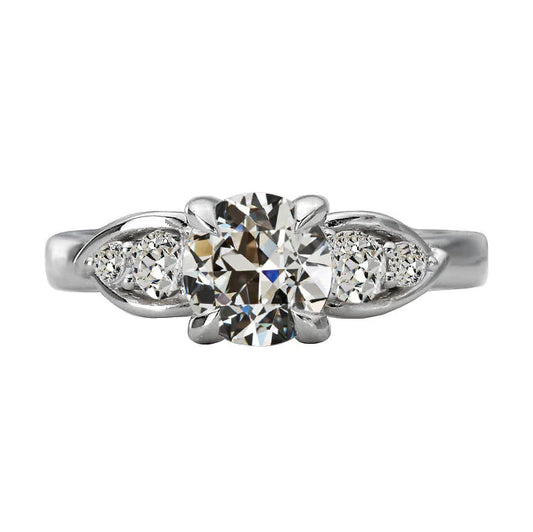 Wedding Ring Round Old European Real Diamond Ladies Jewelry 4.50 Carats