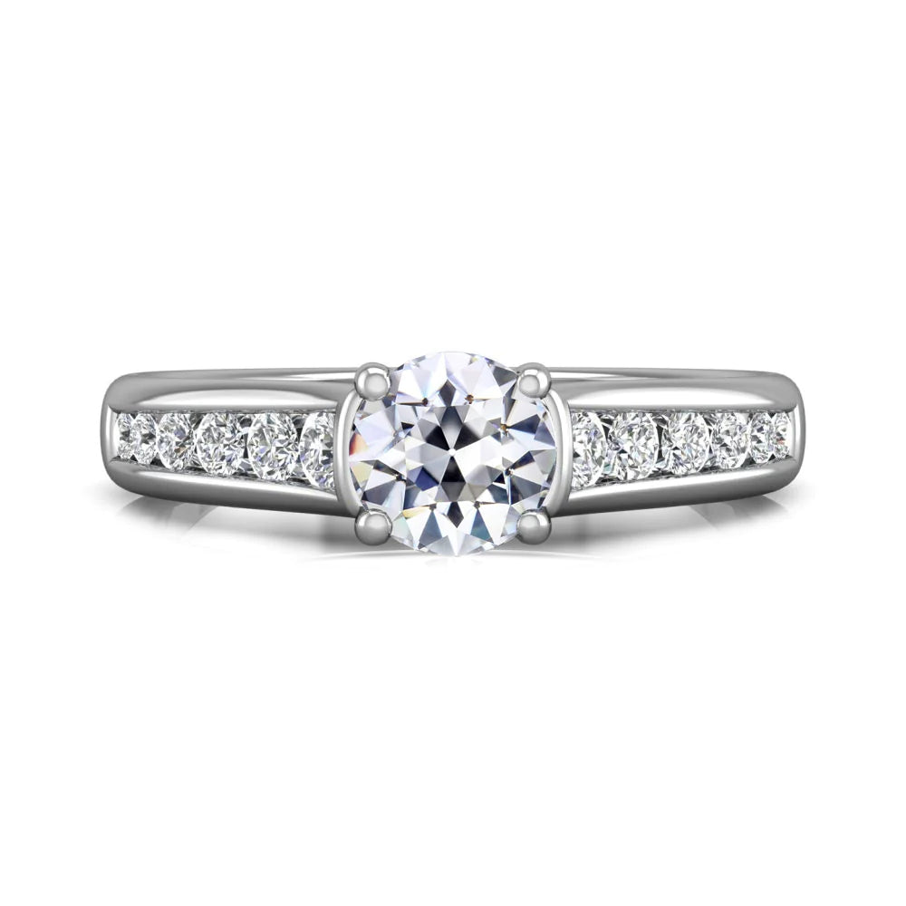 Wedding Ring Round Real Old Cut Diamond Channel Set 14K Gold 4 Carats