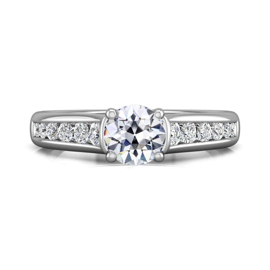 Wedding Ring Round Real Old Cut Diamond Channel Set 14K Gold 4 Carats