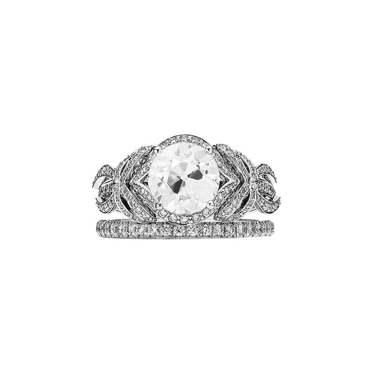 natural round diamond 3.25ct ring front view