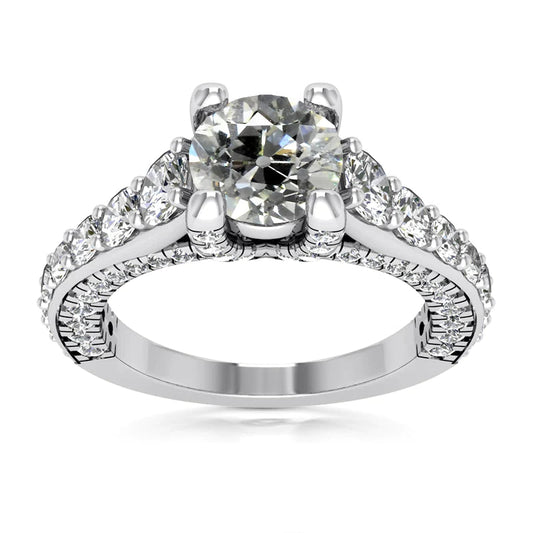 natural round diamond 6.25ct ring front view