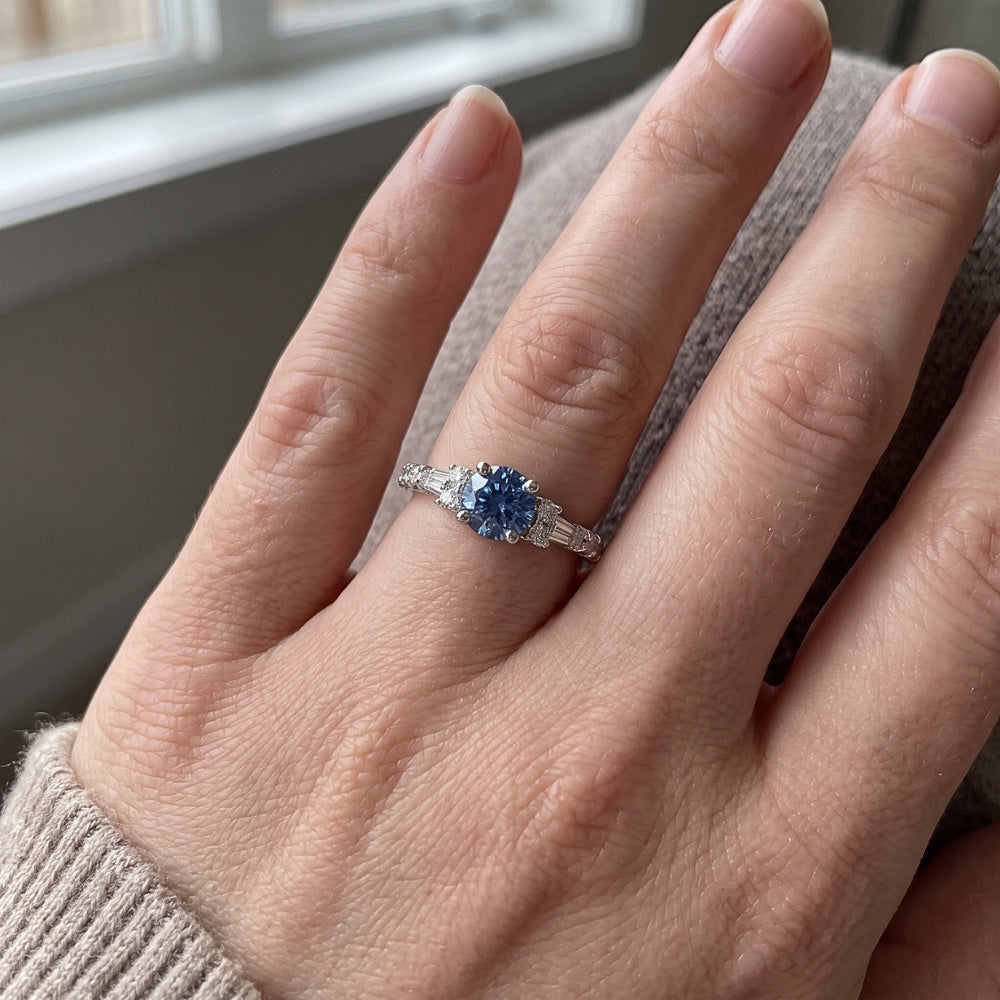 White Gold 1 Carat Blue White Natural Earth Mined DIAMOND ( NOT LAB GROWN )s Engagement Ring