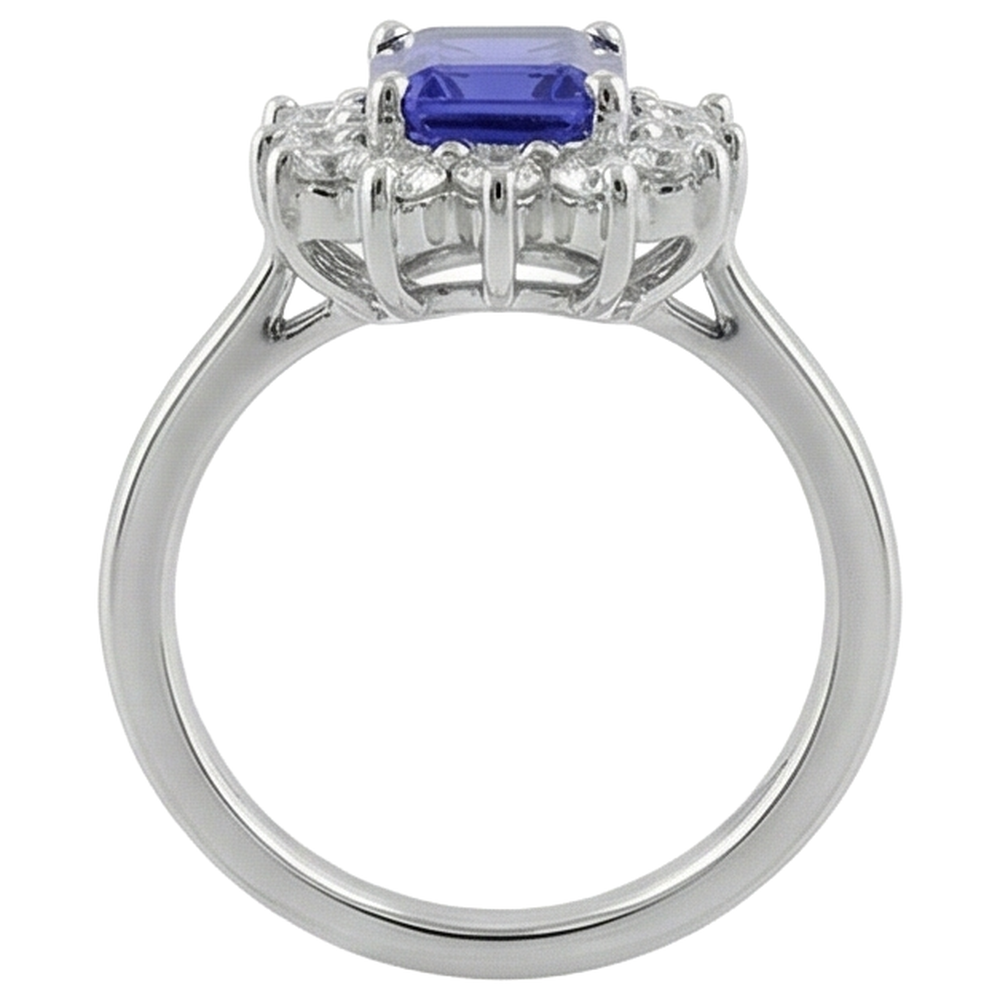 White Gold 14K 10.75 Carats Tanzanite And Natural Earth Mined Diamonds Ring