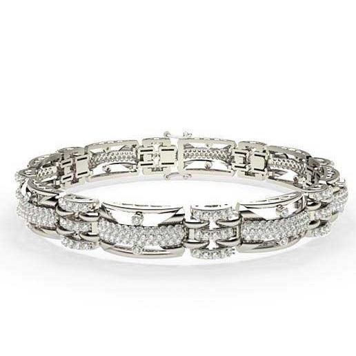 White Gold 14K 12.25 Carats Genuine Diamonds Men's Bracelet New