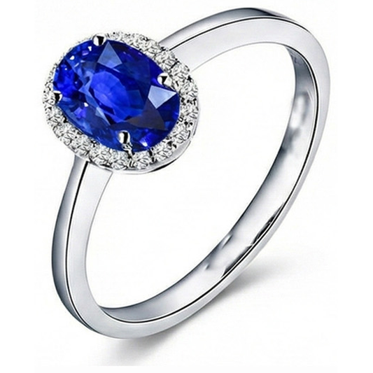 White Gold 14K 2.30 Ct Ceylon Sapphire Natural Earth Mined DIAMOND ( NOT LAB GROWN )s Ring New