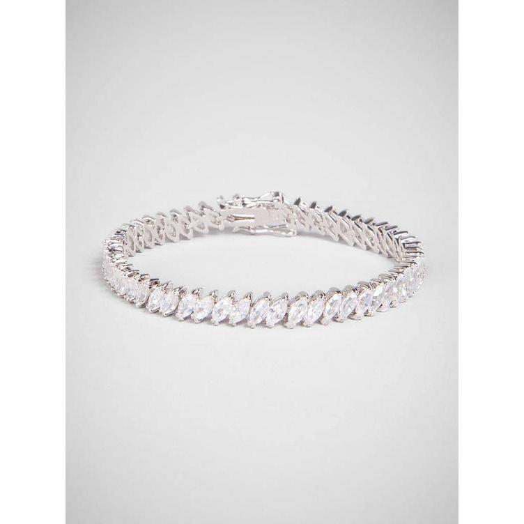 White Gold 14K 20 Carats Marquise Cut Natural Diamonds Tennis Bracelet New