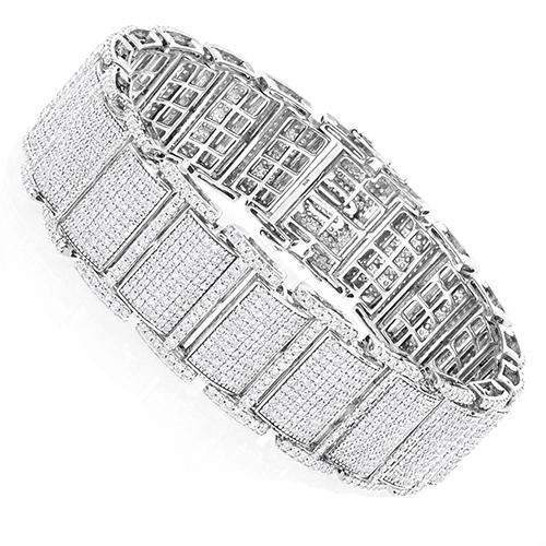 White Gold 14K 23 Carats Round Cut Genuine Diamond Men's Bracelet