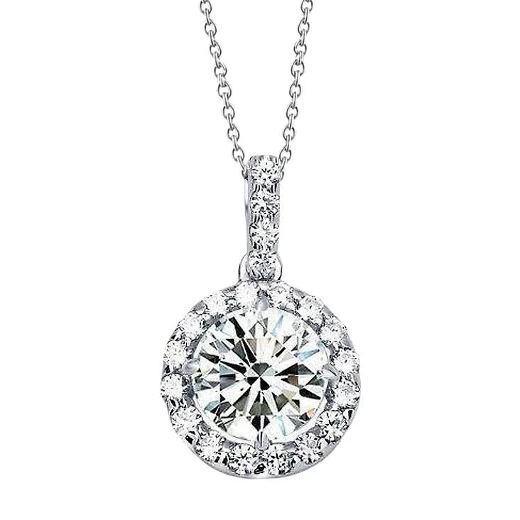 natural round diamond 2.50ct pendant front view