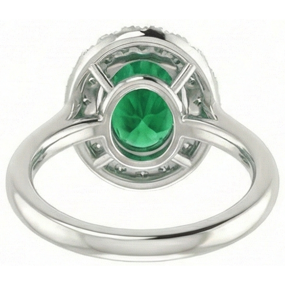 White Gold 14K 3.70 Ct Green Emerald With White Natural Earth Mined DIAMOND ( NOT LAB GROWN )s Ring New