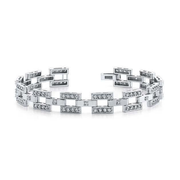 White Gold 14K 5.20 Carats Gorgeous Small Real Diamonds Mens Link