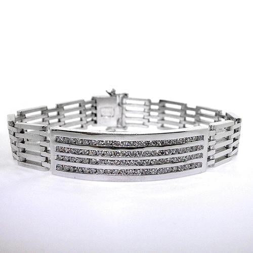 White Gold 14K 6 Carats Round Cut Men Real Diamond Bracelet Jewelry