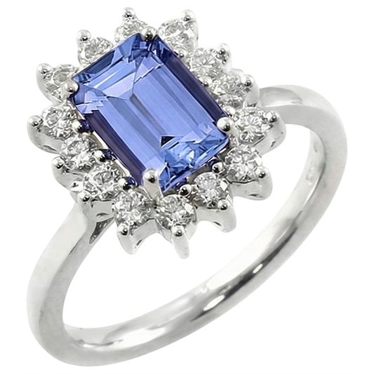 White Gold 14K 7 Ct Tanzanite And Natural Earth Mined Diamonds Ring New