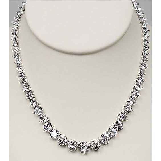 White Gold 14K F Vvs1 Round Cut 18.00 Carats Diamonds Lady Necklace