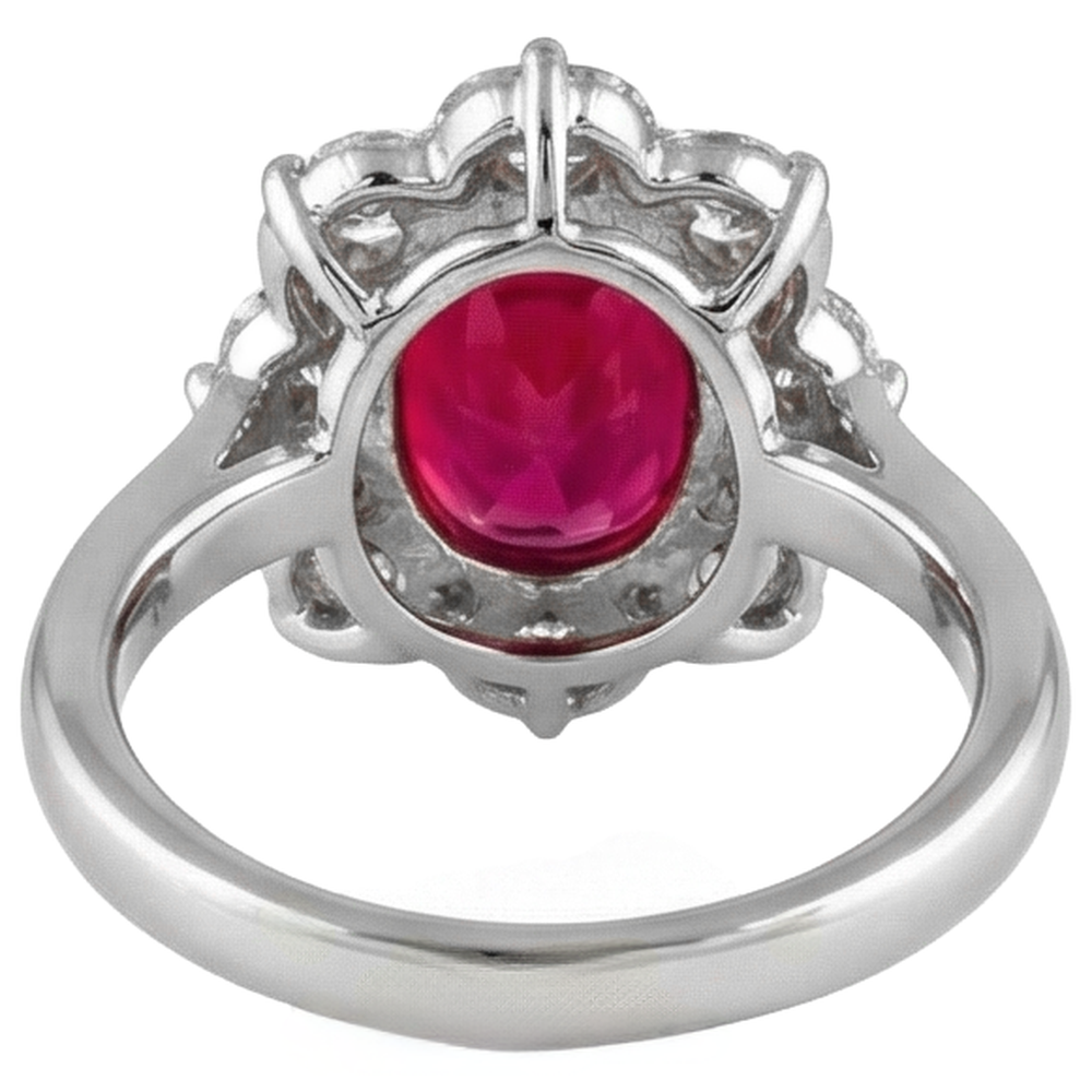 natural round ruby 5.90ct ring on white background