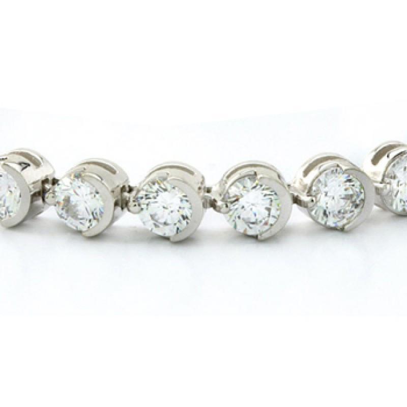 White Gold 14K Prong Genuine Diamonds Bracelet 5.70 Carats