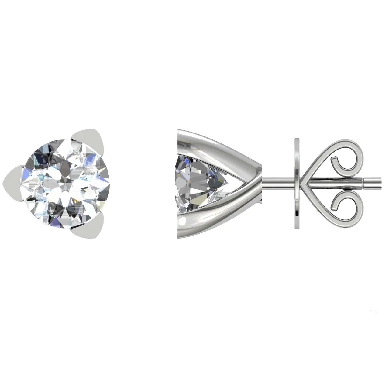 White Gold 14K Round Cut 2.50 Ct Genuine Diamonds Studs Earrings
