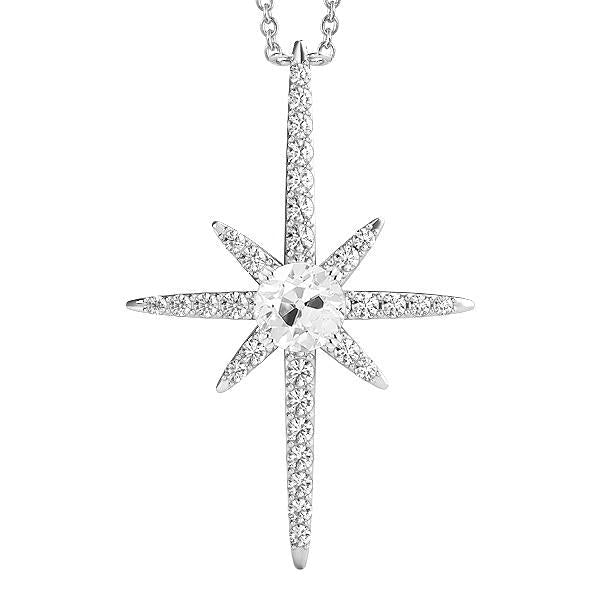 White Gold 14K Round Old Miner Cross Natural Earth Mined Diamond Pendant 2.50 Carats