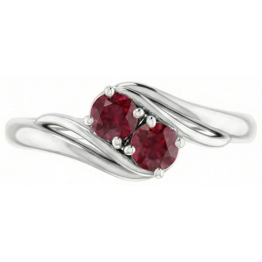 White Gold 14K Round Ruby Bypass Setting Ring 1.60 Carats
