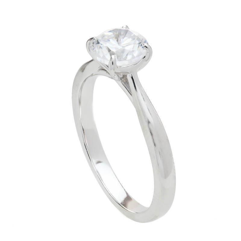 White Gold 14K Solitaire 1.40 Carat Round Genuine Diamond Engagement Ring