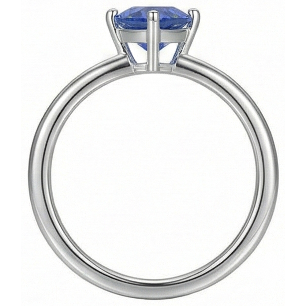 White Gold 14K Solitaire Ring Trillion Ceylon Sapphire 1.50 Carats