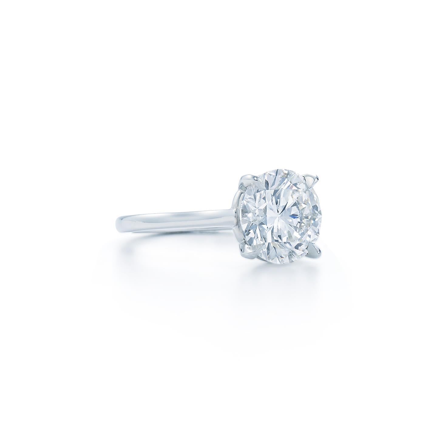 White Gold 14K Solitaire Round Cut 3 Carat Real Diamond Engagement Ring