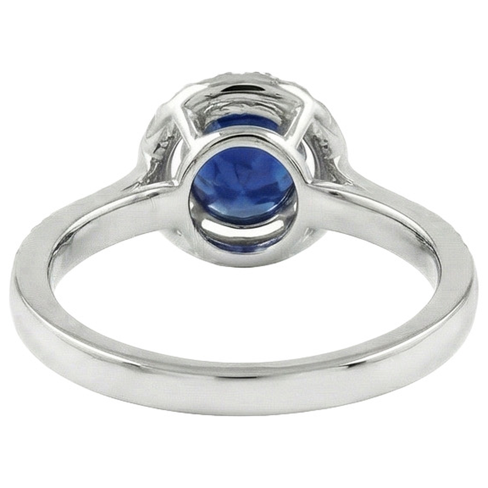 natural round sapphire 2.5ct ring on white background