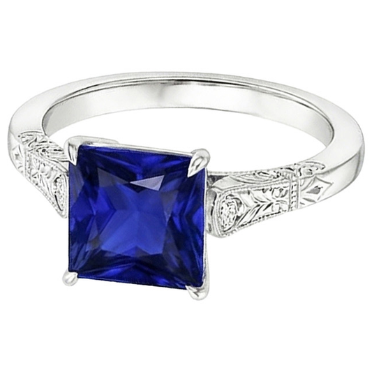 natural round sapphire 5.25ct ring close up detail