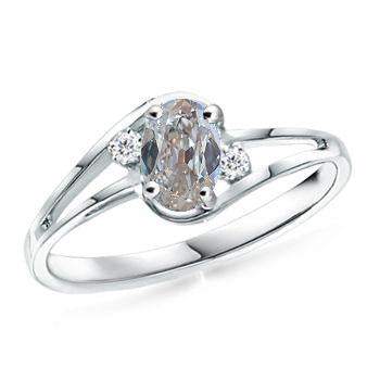 White Gold 3 Stone Old Miner Cut Oval Real Natural Earth Mined Diamond Ring Split Shank 0.75 Carats