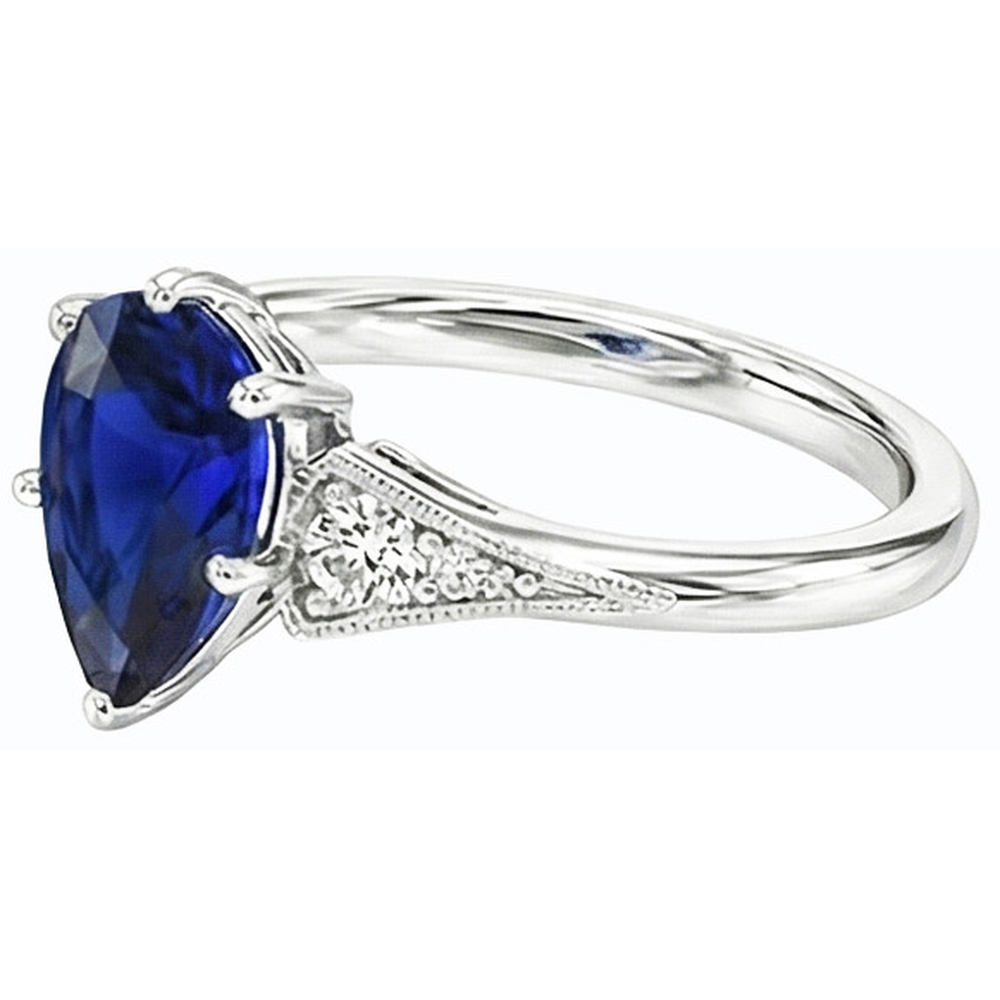 natural round sapphire 1.75ct ring profile view