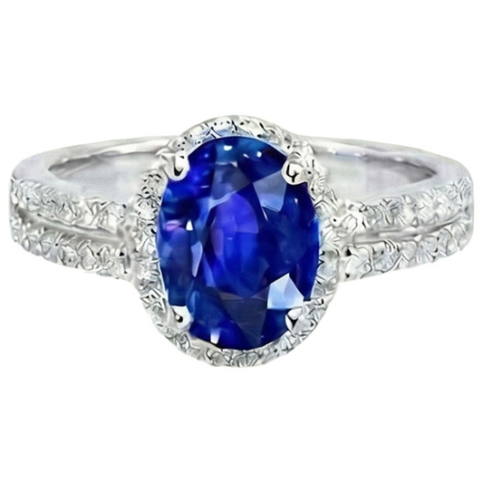 White Gold 4.81 Carat Ceylon Sapphire Natural Earth Mined DIAMOND ( NOT LAB GROWN )s Double Shank Ring