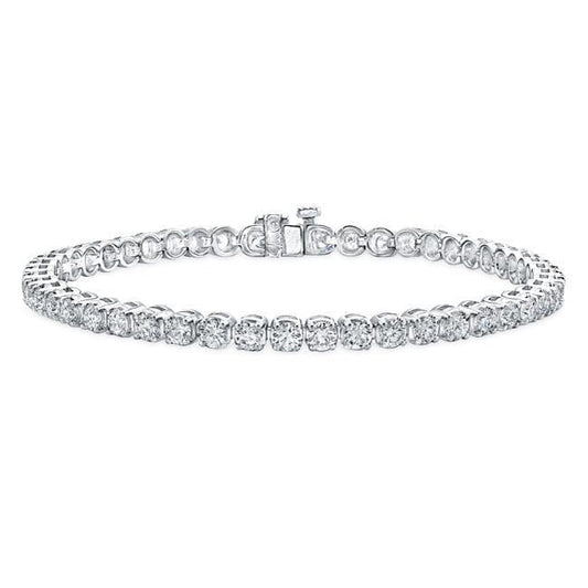 White Gold 7.05 Ct Real Round Cut Diamonds Tennis Bracelet