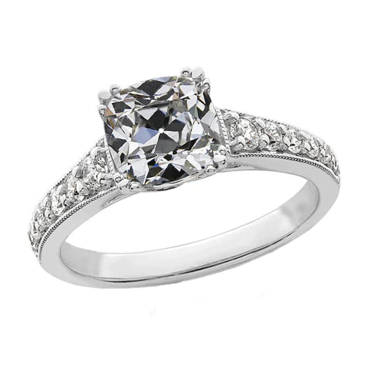 natural cushion diamond 3.75ct ring front view