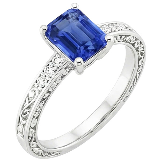 natural emerald sapphire 3.50ct ring side angle