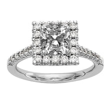 White Gold Halo Cushion Old Mine Cut Real Diamond Ring 5.25 Carats
