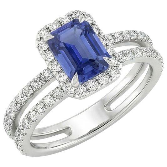natural emerald sapphire 5ct ring side angle