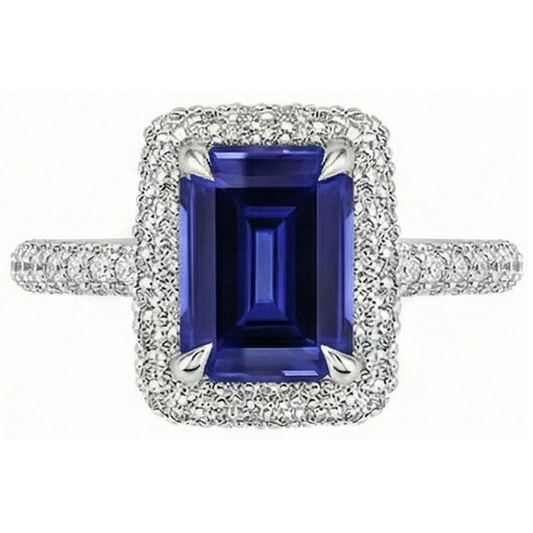 natural emerald sapphire 4.50ct ring profile view