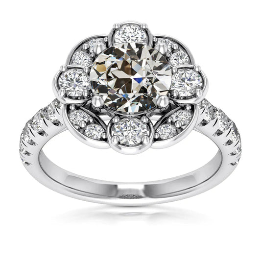 natural round diamond 5ct ring front view