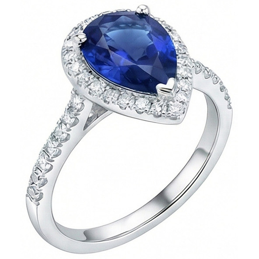 natural round sapphire 3.25ct ring front view