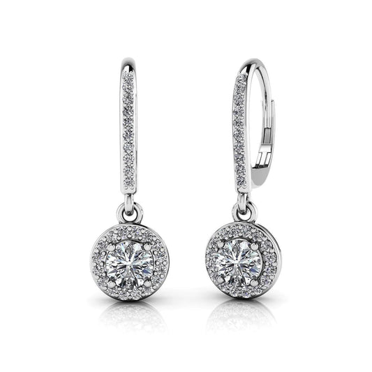 White Gold Lady Dangle Real Diamonds Earring 14K Prong Set 2.50 Carats