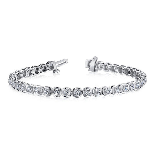 White Gold Prong Setting 10 Ct Round Cut Real Diamonds Tennis Bracelet
