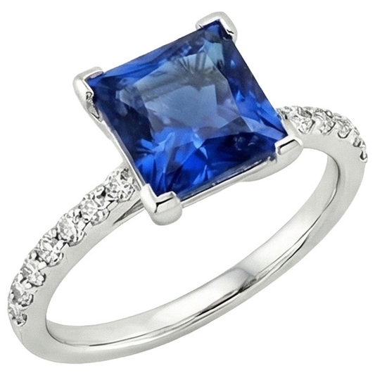 natural round sapphire 4ct ring side angle