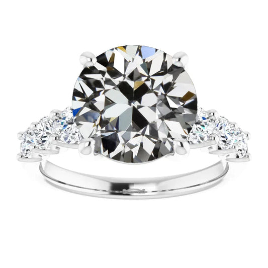 natural round diamond 6.50ct ring front view