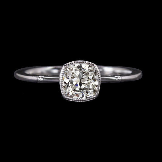 natural cushion diamond 3ct ring front view