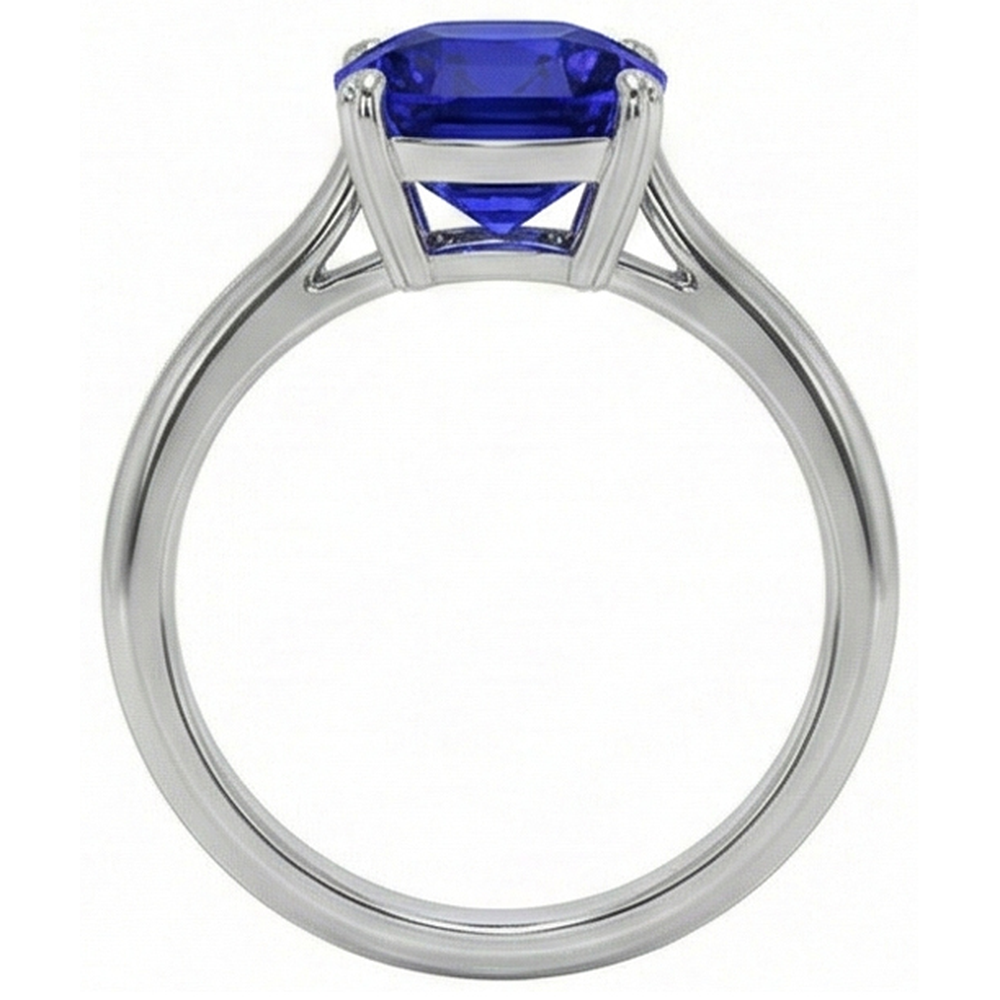 White Gold Solitaire Ring Cushion Sri Lankan Sapphire 2.25 Carats