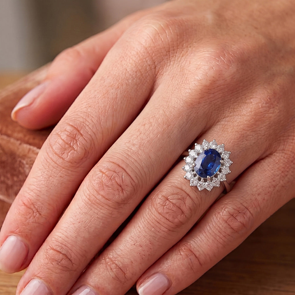 White Gold Sri Lankan Sapphire Natural Earth Mined Diamond Wedding Ring 1.70 Ct Jewellery