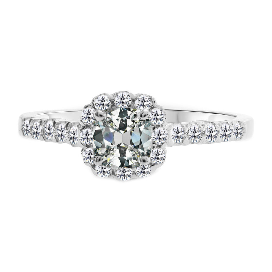 Antique Cushion Diamond ring in 14K White Gold – main view