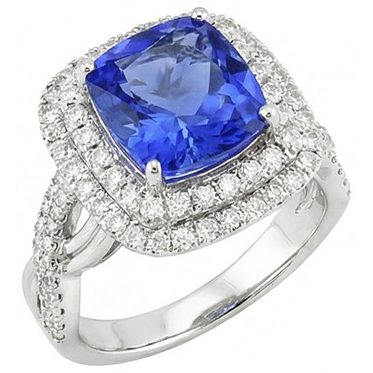 natural round sapphire 4.50ct ring side angle