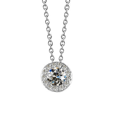 Earth-Mined Brilliant Diamond Halo 1.50 ct 14K White Gold – main view