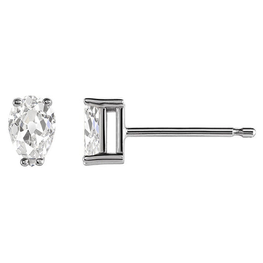 Stud Earrings 14 Karat White Gold with Brilliant Diamond – front view