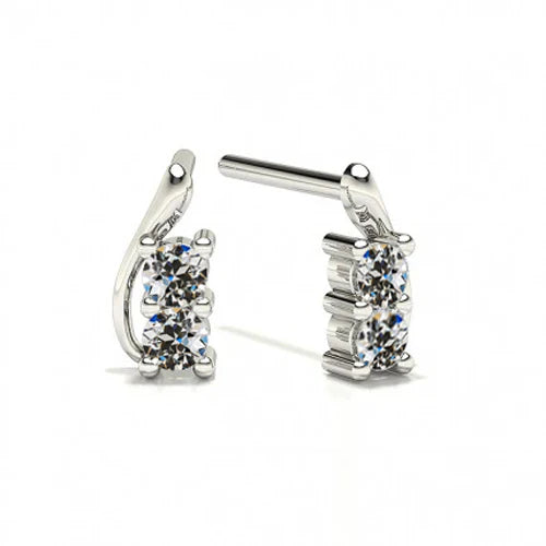Brilliant Diamond Antique Cushion Earrings in 14 Karat White Gold – main view